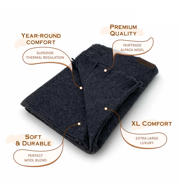 Alpaca blankets XL - Elegant anthracite