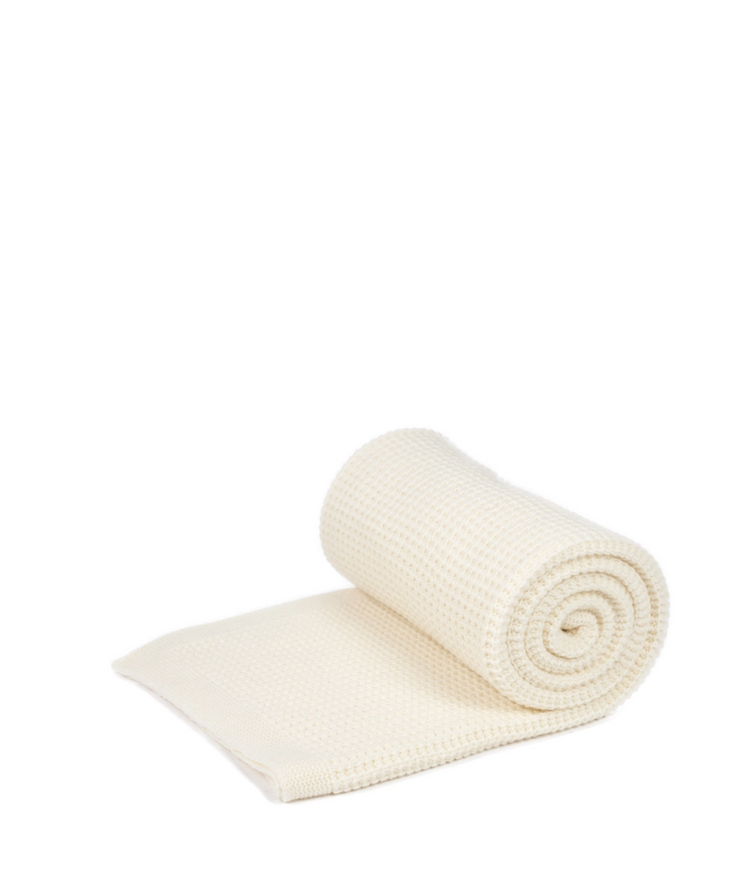 EMMA merino wool knitted blanket in ecru