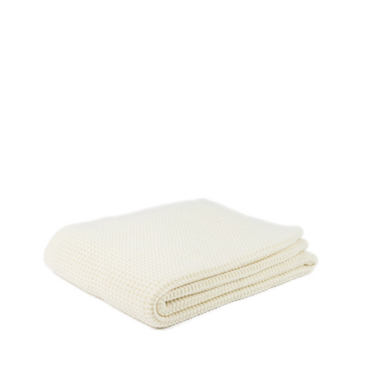 EMMA merino wool knitted blanket in ecru