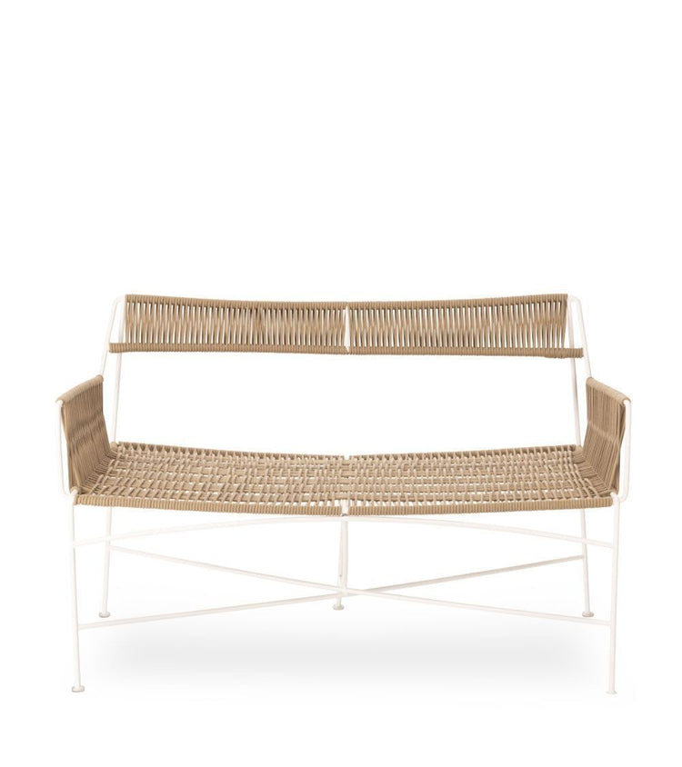 Sofá Moda, tapizado en tejido para exterior color beige/ blanco