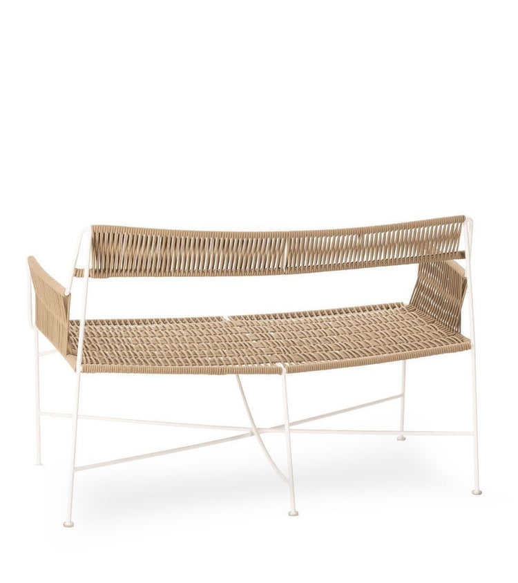 Sofá Moda, tapizado en tejido para exterior color beige/ blanco