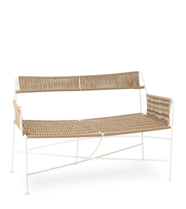 Sofá Moda, tapizado en tejido para exterior color beige/ blanco