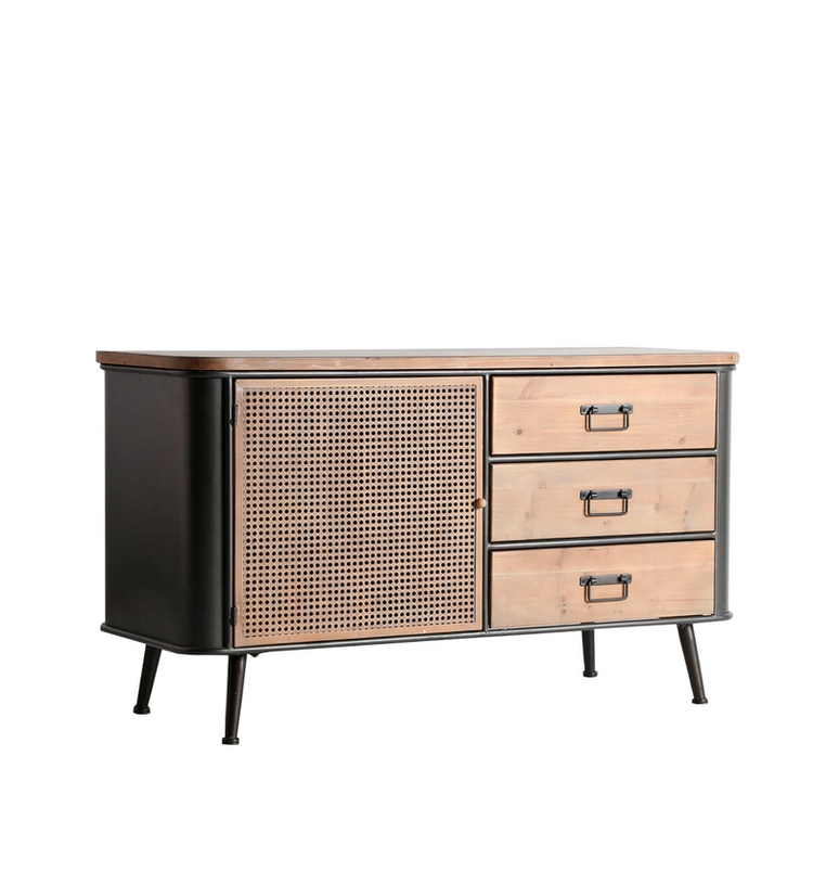 Buffet Tirkana, madera de abeto y hierro en color natural