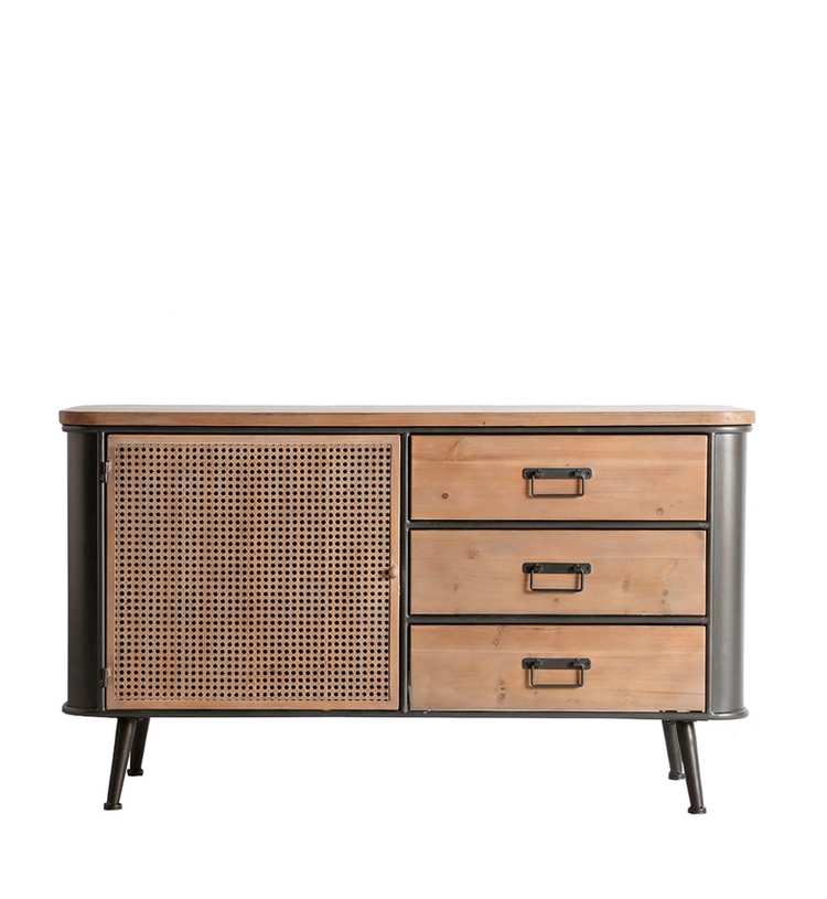 Buffet Tirkana, madera de abeto y hierro en color natural