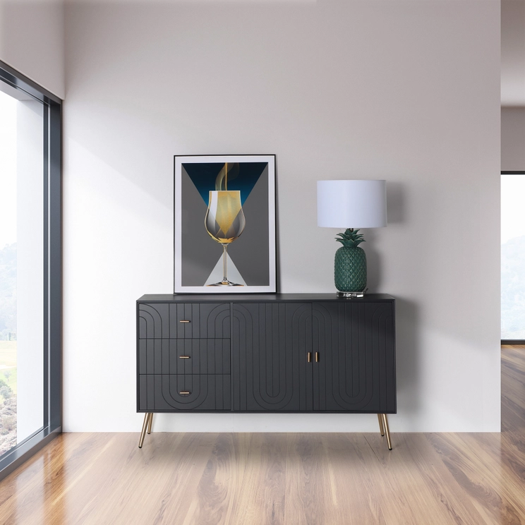 Aparador Tremes, madera de pino en color antracita