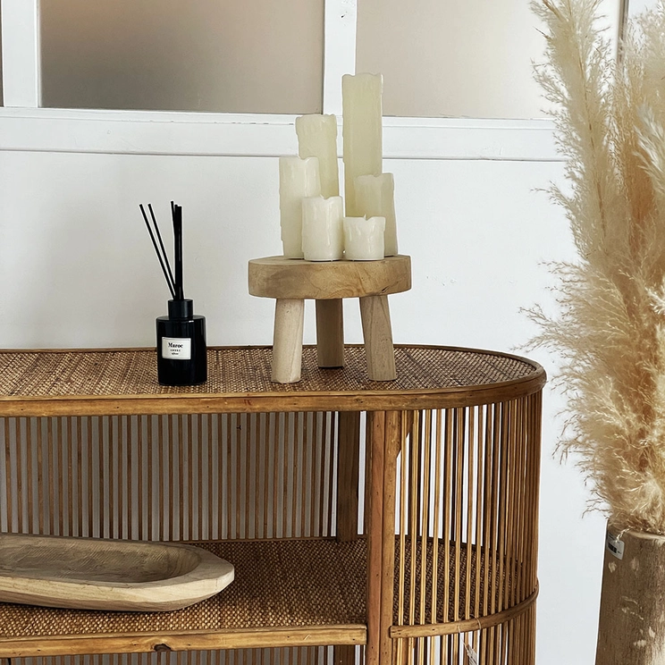 Consola Romeo, madera y ratán