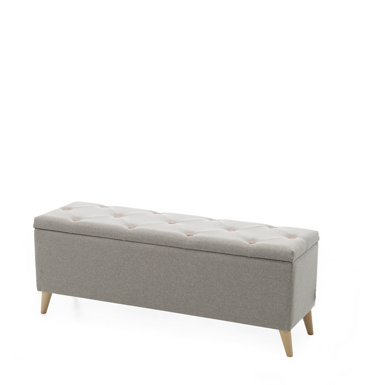 NORMA padded trunk with button, upholstered in CRETA fabric