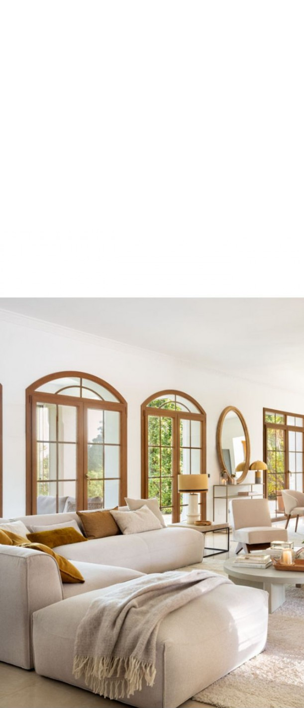 Vicio modular pouf upholstered in cream creta fabric (module 98x98 cm)