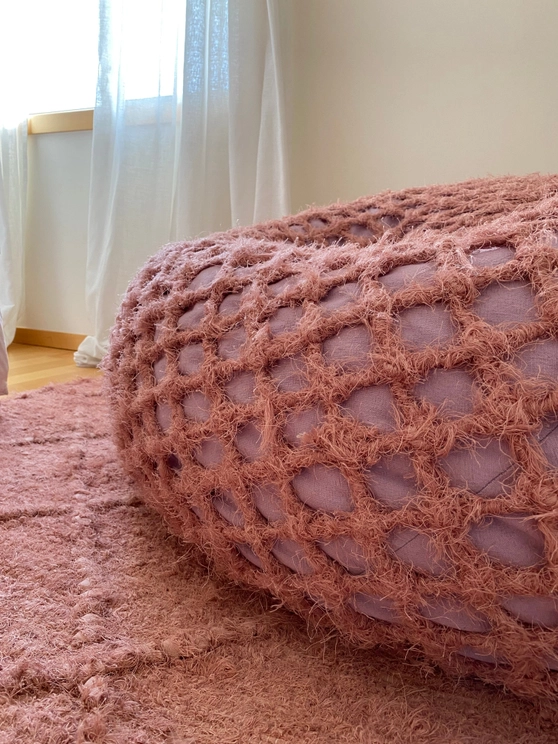 LINEN TRAP filled poufs with recycled and upcycled materials PINK
