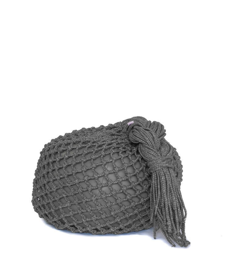 Poufs filled with LINEN TRAP recycled and recycled materials ANTHRACITE