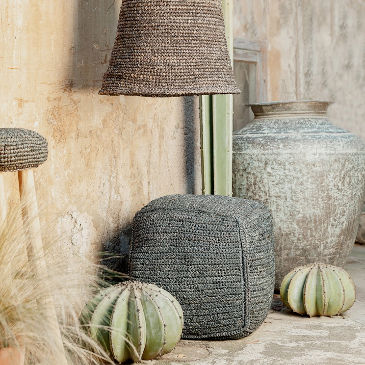 ALGA anthracite filled poufs