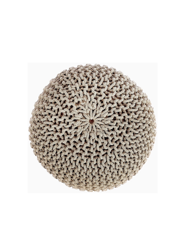 REDEARTH Round Stuffed Poufs (19.5 x 19.5 x 14 inches), Taupe