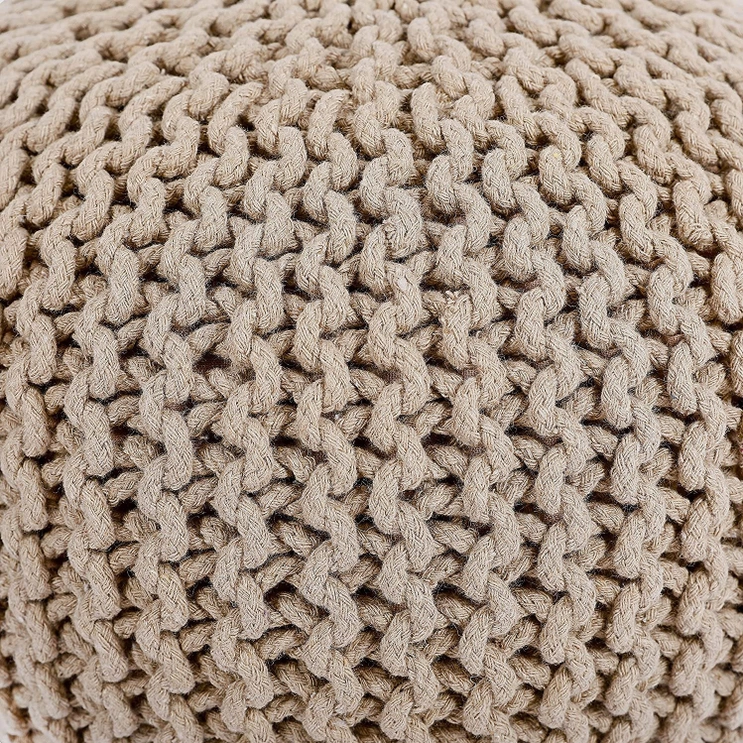 REDEARTH Round Stuffed Poufs (19.5 x 19.5 x 14 inches), Taupe