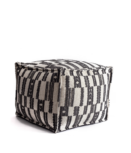 Ottoman pouf type, fabric, printed, ANTHRACITE color
