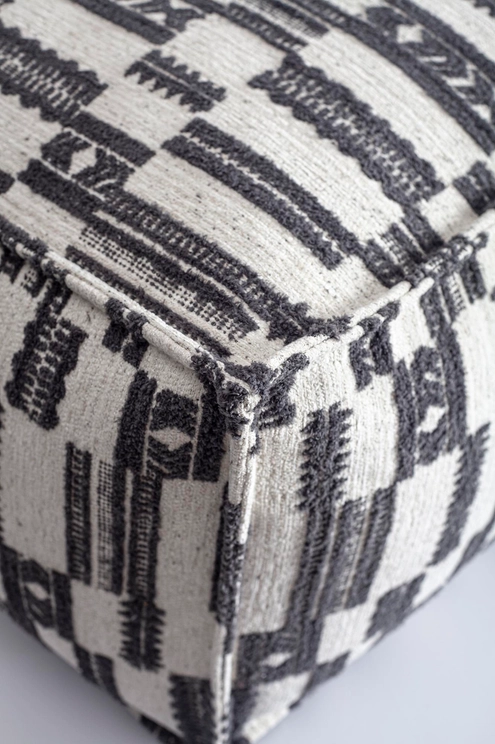 Ottoman pouf type, fabric, printed, ANTHRACITE color