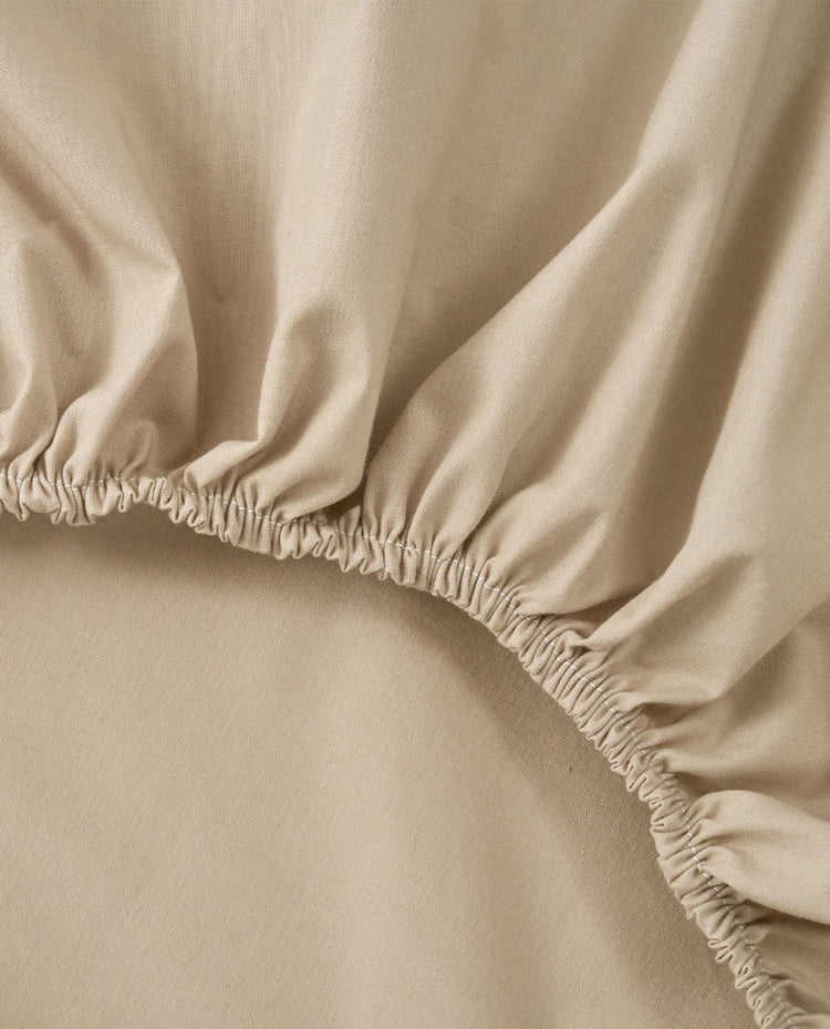 COTTON fitted sheet 200 threads Beige