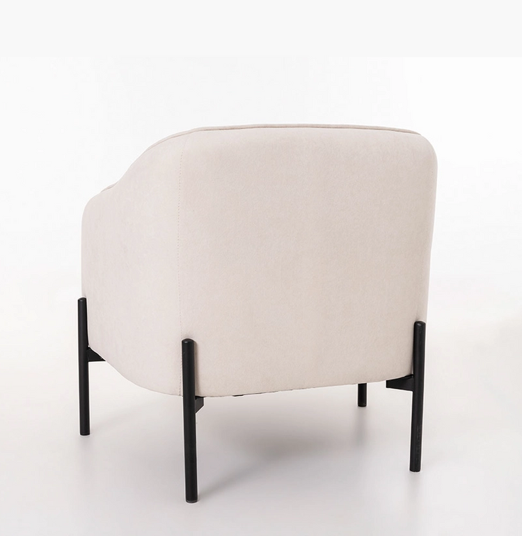 Matsson armchair, in off-white velvet, black metal leg