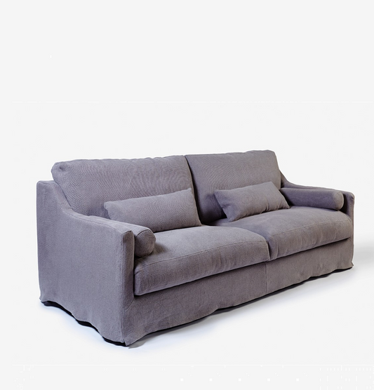 Ramm sofa, 2 seater upholstered in grey linen, 180 cm