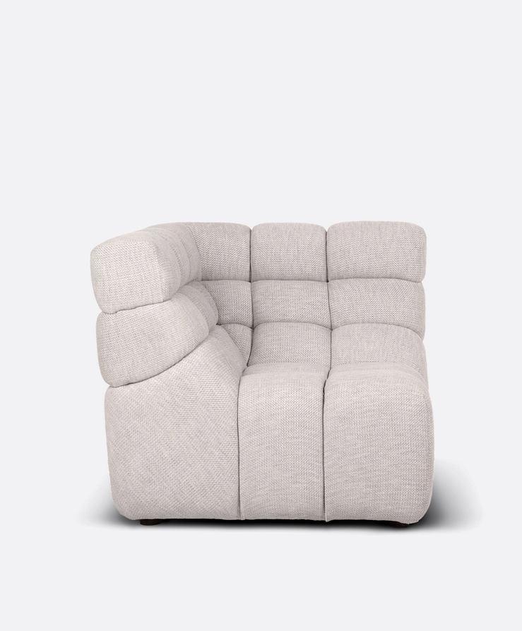 Luigi sofa, corner module, upholstered in off-white sheepskin, 95x95