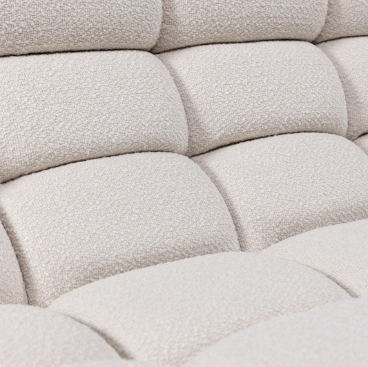 Luigi sofa, corner module, upholstered in off-white sheepskin, 95x95