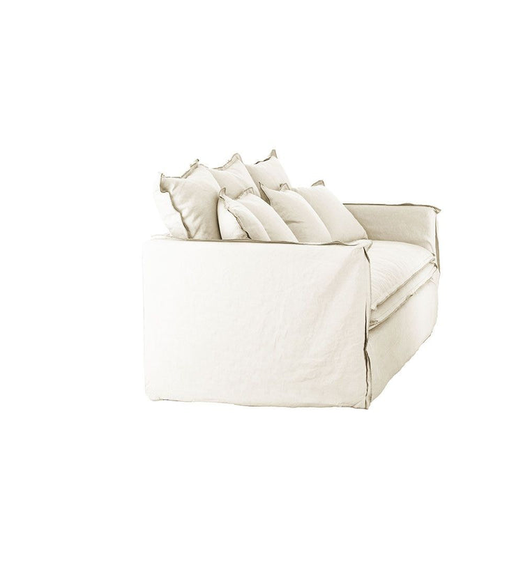 Delphine sofa, 2 seats, removable cover in natural raw linen, 182cm