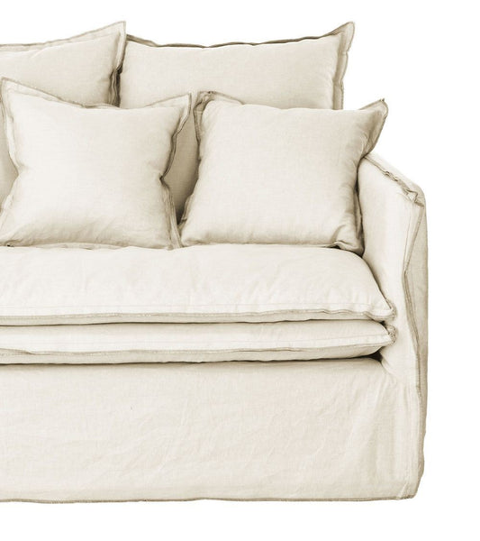 Delphine sofa, 2 seats, removable cover in natural raw linen, 182cm