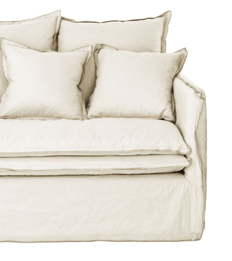 Delphine sofa, 2 seats, removable cover in natural raw linen, 182cm