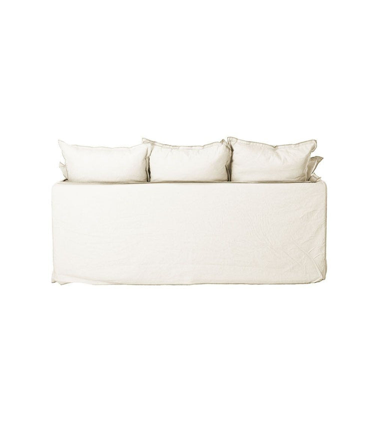 Delphine sofa, 2 seats, removable cover in natural raw linen, 182cm