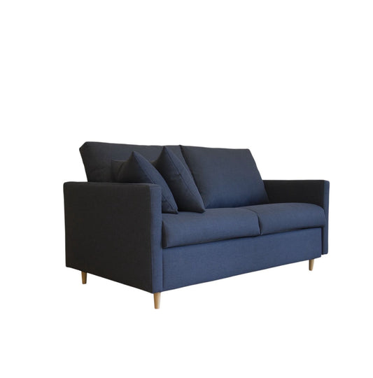 Aqua Italian sofa bed, high leg, sea blue