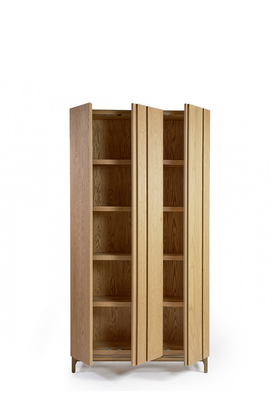 Armario OAK de madera roble natural 3 puertas con relieve alistonado