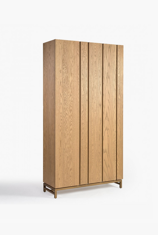 Armario OAK de madera roble natural 3 puertas con relieve alistonado