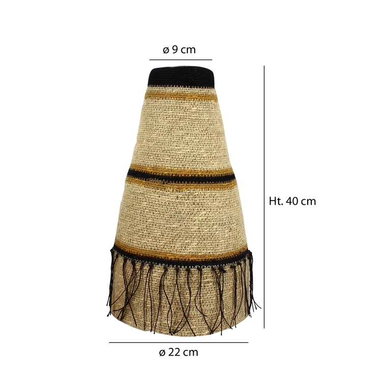 Colgante TABAGO ocre/negro hecha a mano con algas marinas 22X40