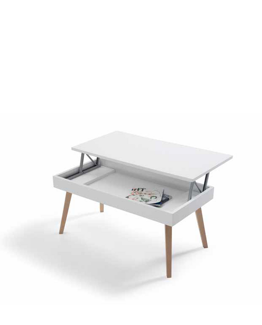 Mesa de centro elevable NEOM lacada en blanco