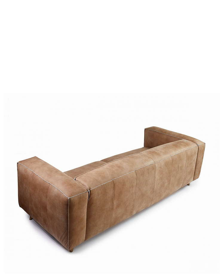 Sofá de piel MARCUS beige tostado 3PL 245 cm