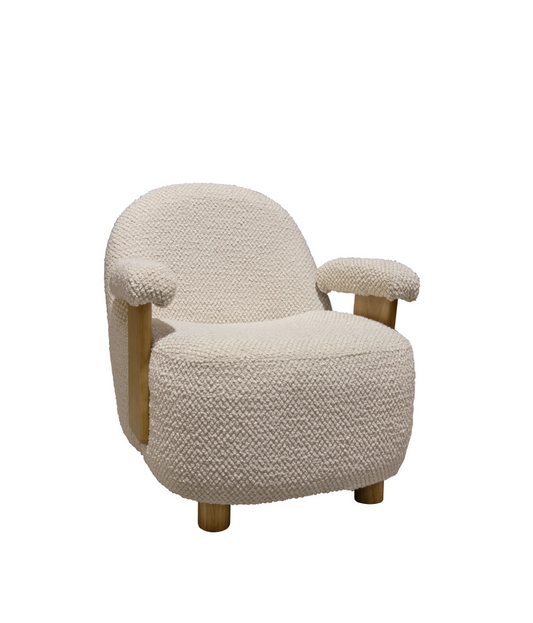 SILLÓN BOUCLETTE BEIGE CON ESTRUCTURA DE MADERA 72X75X73,5 ULYSSE