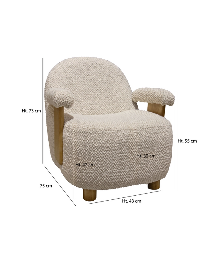 SILLÓN BOUCLETTE BEIGE CON ESTRUCTURA DE MADERA 72X75X73,5 ULYSSE