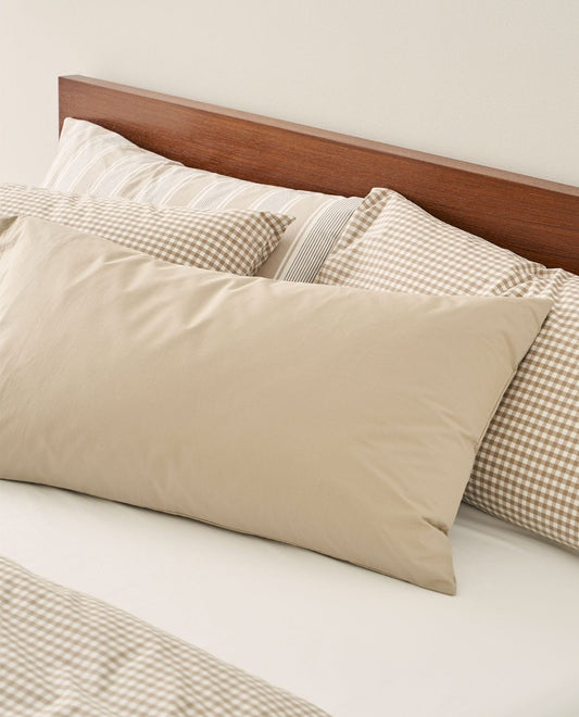 Funda de almohada COTTON 200 hilos Beige