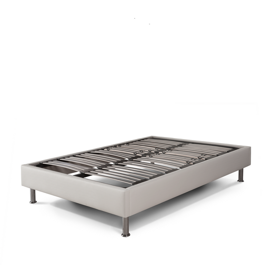 Cama tapizada ORION ancho 105 cm en varios fondos, tapizada en polipiel gris claro