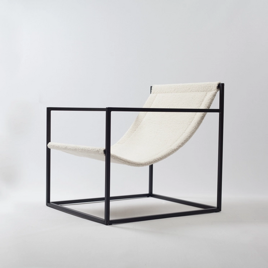 Silla moderna Lounge BERNIE sling accent de acero, diseño minimalista BLANCO