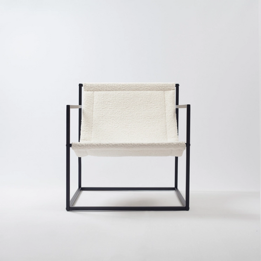 Silla moderna Lounge BERNIE sling accent de acero, diseño minimalista BLANCO