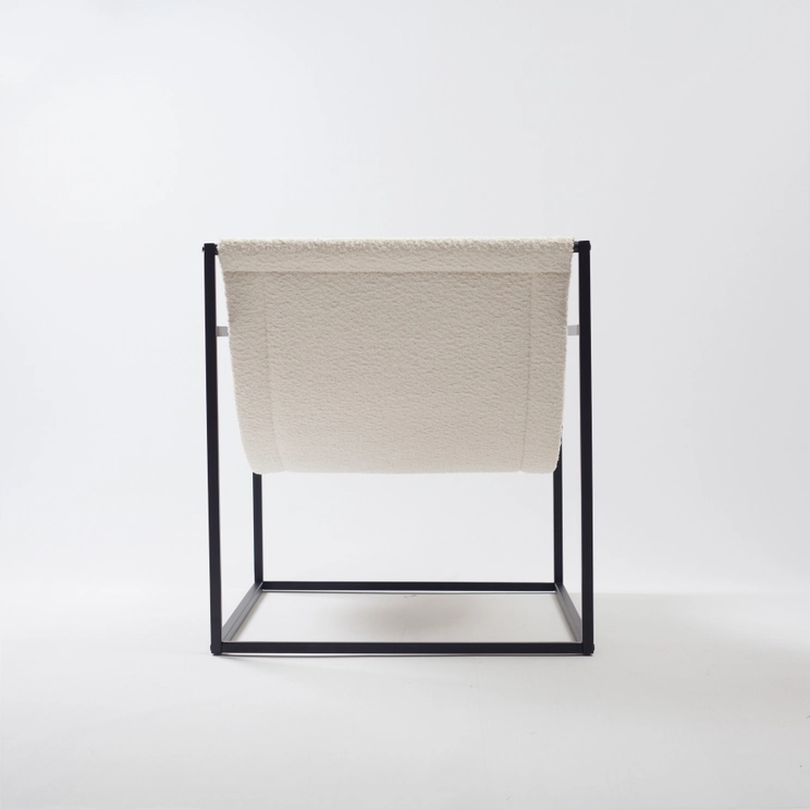 Silla moderna Lounge BERNIE sling accent de acero, diseño minimalista BLANCO