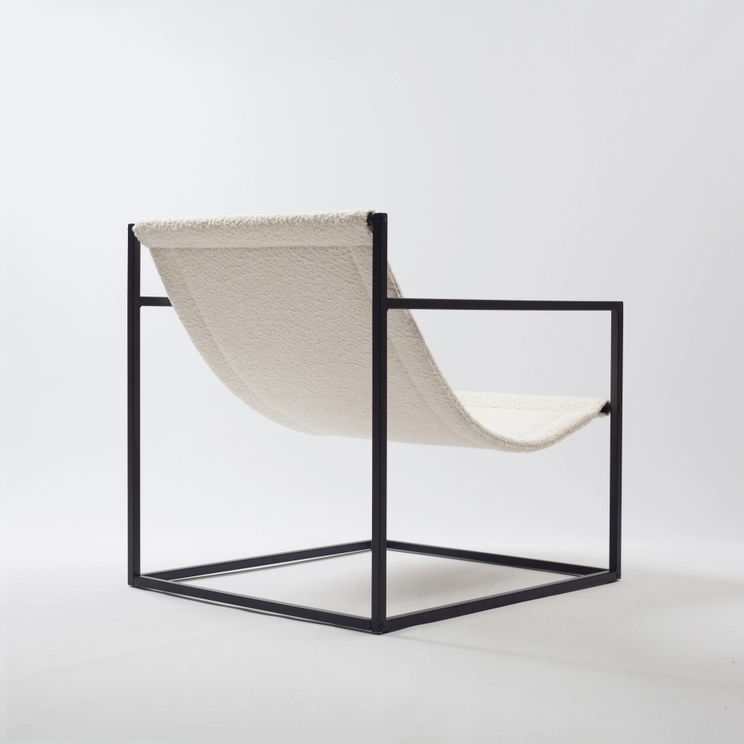 Silla moderna Lounge BERNIE sling accent de acero, diseño minimalista BLANCO