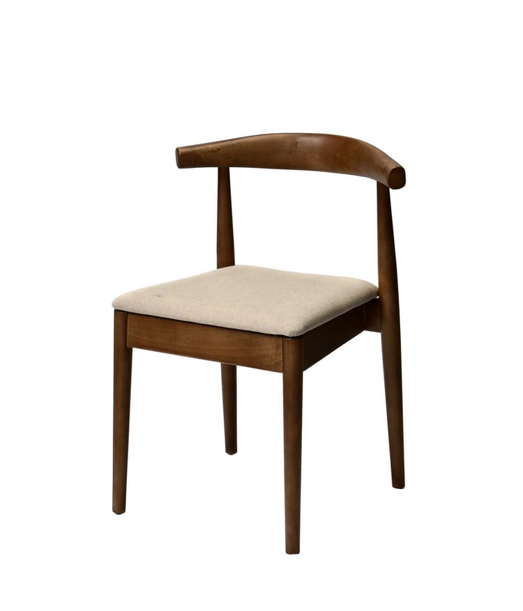 Silla MARION, en madera de haya Nogal y  asiento Creta Crudo