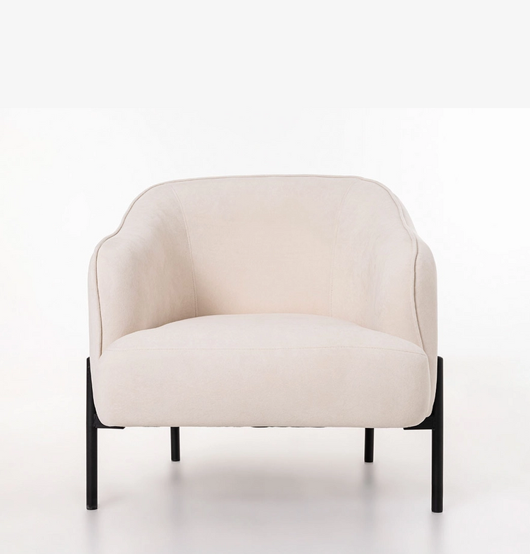 Sillón Matsson, Terciopelo Blanco Hueso, 77*71*80 Cm.