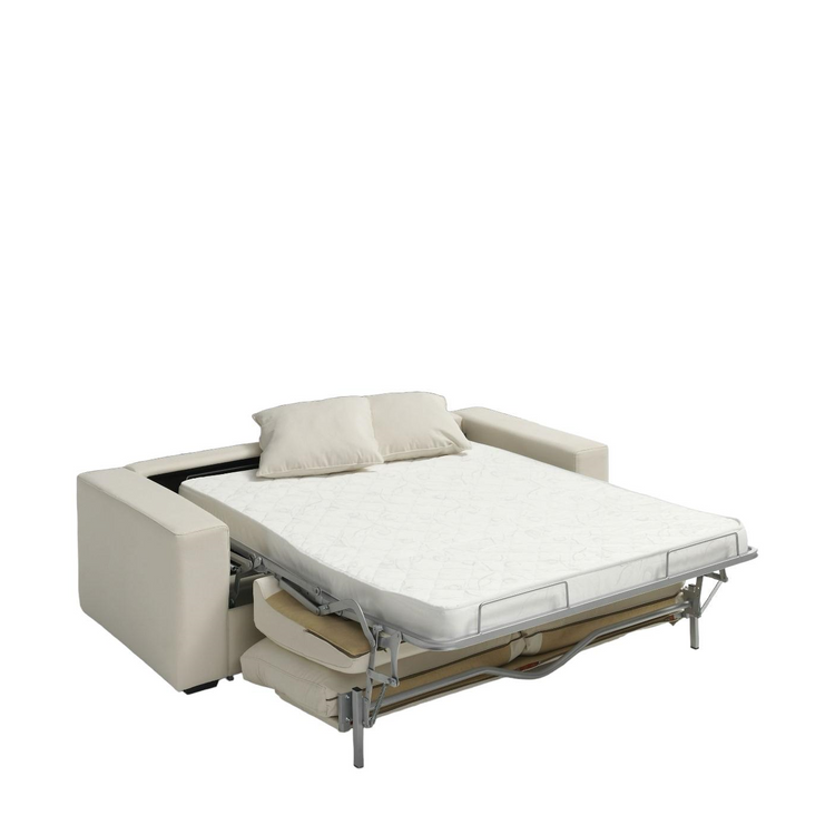 Sofá cama MAURI 3 plazas 208cm  colchón 140 polipiel crema